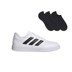 Kit Tênis adidas Courtblock Masculino + 3 Pares de Meias BRANCO/PRETO