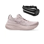 Kit Tênis Asics Gel-Nimbus 26 Feminino + Pochete de Corrida ROSA