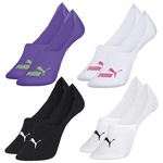 Kit 4 Pares de Meias Puma Sapatilha Invisível Feminina BRANCO/PRETO