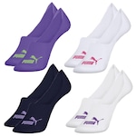 Kit 4 Pares de Meias Puma Sapatilha Invisível Feminina BRANCO/AZUL ESC