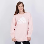 Blusão de Moletom sem Capuz adidas 3 Stripes French Terry - Feminino ROSA