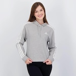 Blusão de Moletom com Capuz adidas Cropped 3 Stripes - Feminino CINZA