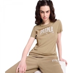 Camiseta Puma Squad Graphic Feminina MARROM CLARO