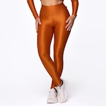 Calça Legging Orbis Fitness Cintura Alta Poliamida Brilho Laminado - Feminina BRONZE