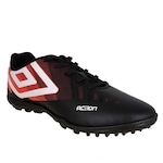 Chuteira Society Action Umbro Adulto PRETO/VERMELHO