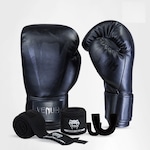 Kit Boxe Muay Thai Venum Luvas + Bandagem + Bucal Giant Logo PRETO