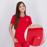 Kit Camiseta adidas Own The Run Basic + Calça Legging 3S Feminina VERMELHO