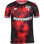 Camiseta New Balance São Paulo Torcedor Third 2024 - Masculina PRETO/VERMELHO