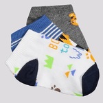 Kit Meias Selene 3 Pares Cano Curto Infantil AZUL