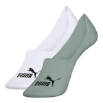 Meia Puma Invisível - Masculino - 2 Pares BRANCO/VERDE