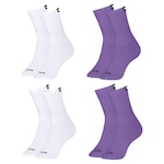 Meia Puma Esportiva - Feminina - 4 Pares BRANCO/ROXO