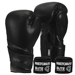 Kit Luva de Boxe e Muay Thai Elite Pretorian PRETO