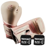 Kit Luva de Boxe e Muay Thai Elite Pretorian BRANCO/ROSA