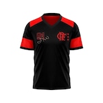 Camisa do Flamengo Braziline Nova Zico Retro Adt - Masculina PRETO/VERMELHO