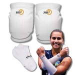 Kit Joelheira + Manguito Curto + Meia Curto Tm7 Vôlei Profissional - Adulto BRANCO