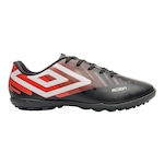 Chuteira Society Umbro Action - Adulto PRETO/VERMELHO