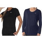 Camiseta Mizuno Pro Uv + Camiseta Manga Longa Mizuno Energy - Feminina PRETO