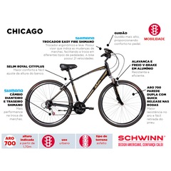 Bicicleta Schwinn Chicago Aro 700c - V-Brake - Câmbios Shimano - 21 Marchas - Masculina - Foto 8