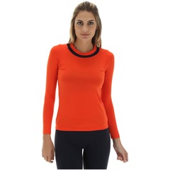 Camiseta Manga Longa Lauf Decote Tela - Feminina - Foto 1