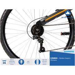 Mountain Bike Caloi T-Type - Aro 26 - Freios V-Brake - Câmbio Traseiro Shimano TZ - 21 Marchas - Foto 4