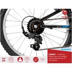 Bicicleta Caloi Hot Wheels - Aro 20 - Freio V-Brake - Câmbio Traseiro Shimano - 7 Marchas - Infantil - Foto 3