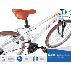 Bicicleta Caloi 400 - Aro 26 - Freio V-Brake - Câmbio Traseiro Shimano TZ - 21 Marchas - Feminina - Foto 7