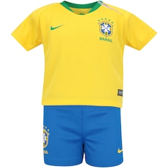 Kit Bebê Uniforme de Futebol da Seleção Brasileira I 2018 Nike: Camisa + Calção + Meião - Infantil - Foto 2