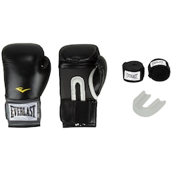 Kit de Boxe Everlast: Bandagem + Protetor Bucal + Luvas de Boxe Training - 14 OZ - Adulto - Foto 1