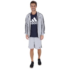 Jaqueta de Moletom com Capuz adidas 3S FZ French Terry - Masculina - Foto 4