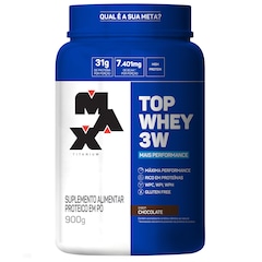Whey Protein Max Titanium Chocolate 3W Máxima Performance - 900g - Foto 1