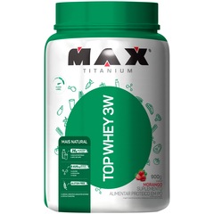 Whey Protein Max Titanium Morango Top 3W Mais Natural - 900g - Foto 1