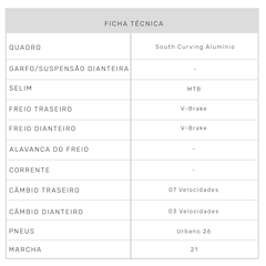 Bicicleta South Bike Curving - Aro 26 - Freios V-Brake - 21 Marchas - Foto 2