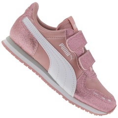 Tênis Puma Cabana Racer Glitz V PS Feminino - Infantil - Foto 1