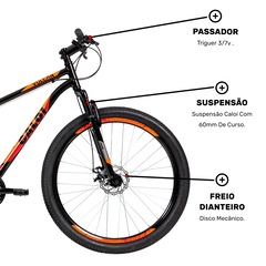 Mountain Bike Caloi Vulcan - Aro 29 - Freio a Disco Mecânico - Câmbio Traseiro Shimano - 21 Marchas - Foto 6