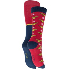 Kit de Meias Cano Alto Liga da Justiça Mulher-Maravilha com 2 Pares - 34 a 38 - Adulto - Foto 2