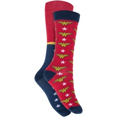 Kit de Meias Cano Alto Liga da Justiça Mulher-Maravilha com 2 Pares - 34 a 38 - Adulto - Foto 1