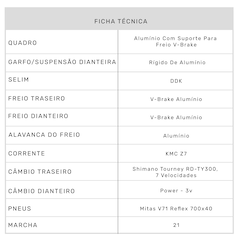 Bicicleta Caloi Urbam 700 - Aro 700 - Freio V-Brake - Câmbio Traseiro Shimano - 21 Marchas - Foto 10