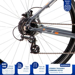 Bicicleta Caloi City Tour Sport - Aro 700 - Freio a Disco Shimano - Câmbios Shimano - 18 Marchas - Foto 7