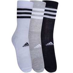 Kit de Meia Cano Alto adidas 3-Stripes com 3 Pares - Adulto - Foto 3