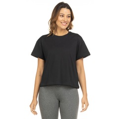 Blusa Cropped Manga Curta Oxer Barra Mesh - Feminina - Foto 2