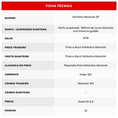 Mountain Bike Absolute 1X12 - Aro 29 - Freio a Disco - 17 Marchas - Foto 9