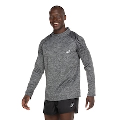 Camiseta ASICS Manga Longa Meio Zíper - Masculina - Foto 2