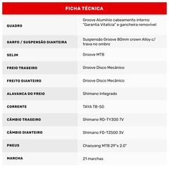 Mountain Bike Groove Hype 10 - Aro 29 - Freio a Disco Mecânico - Câmbio Shimano - 21 Marchas - Foto 10