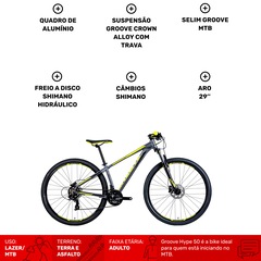 Mountain Bike Groove Hype 50 - Aro 29 - Freio a Disco Hidráulico - Câmbio Shimano - 24 Marchas - Foto 3