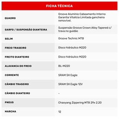 Mountain Bike Groove SKA 50 - Aro 29 - Freio Disco Hidráulico - Câmbio Sram Eagle-12 Marchas - Foto 11