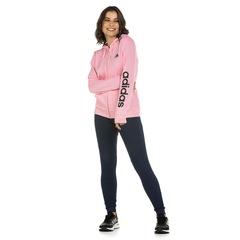Jaqueta de Moletom adidas com Capuz Logo Linear Zipper - Feminina - Foto 4