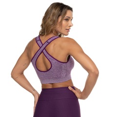 Top Fitness sem Bojo Oxer Baixa Sustentação Seamless Alça Cruzada - Adulto - Foto 4