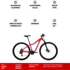 Mountain Bike Caloi Évora - Aro 29 - Freio a Disco Hidráulico - Câmbio Traseiro Shimano - 24 Marchas - Foto 3