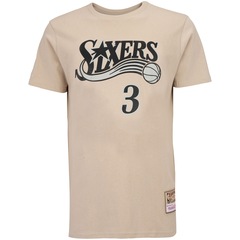 Camiseta Philadelphia 76ers NBA Mitchell & Ness Khaki Black - Masculina - Foto 1