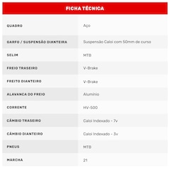 Bicicleta Caloi Velox Aro 29 Freio V-Brake Câmbio Indexado 21 Marchas - Foto 9